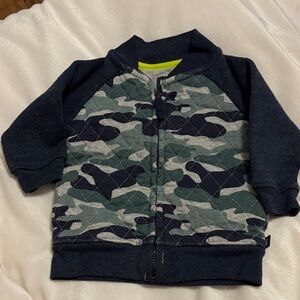OshKosh B'gosh Quilted Camo Zip Sweatshirt - Navy & Green